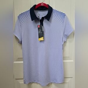 Under Armour Women Light Blue Polo Shirt Heat Gear - Size M NWT